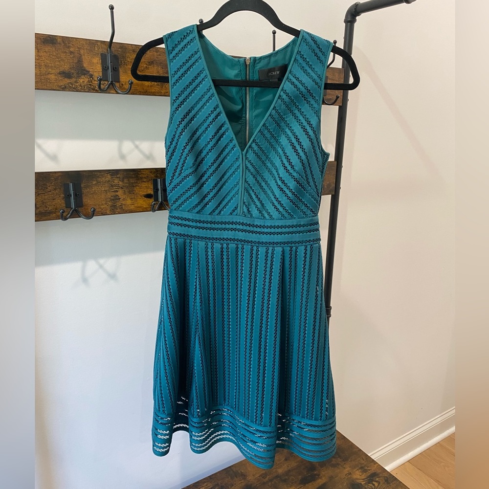 J. CREW | Women’s A-line Eyelet Forest Green Cocktail Dress, Size 0